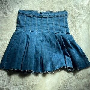 Pleated Jean Skirt